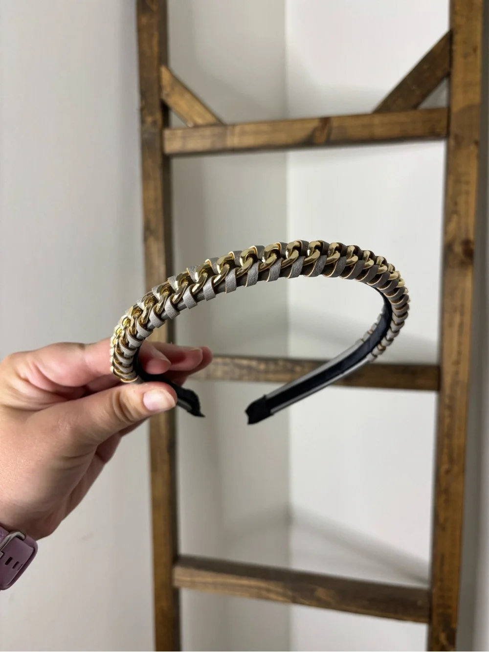 Gold and Gray Braided Chain Headband